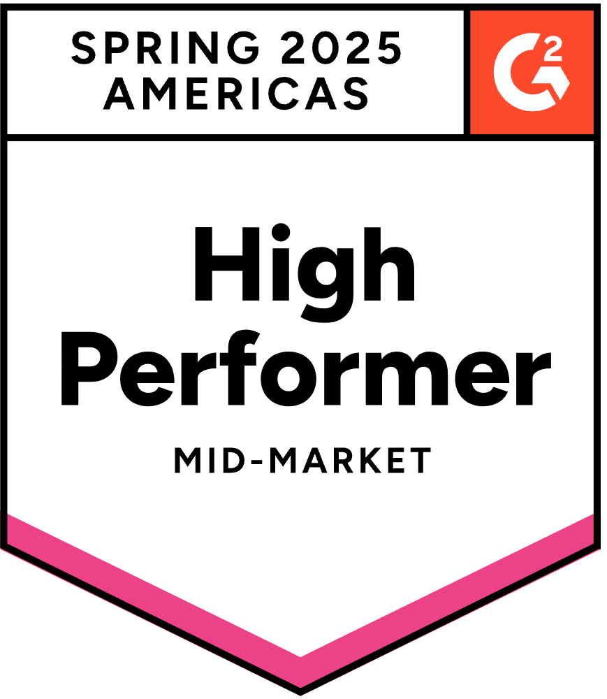 G2 Spring 2025 Badge High Performer Mid-Market