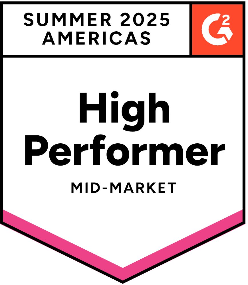 G2 Badge: Summer 2025. High Performer - Mid-Market