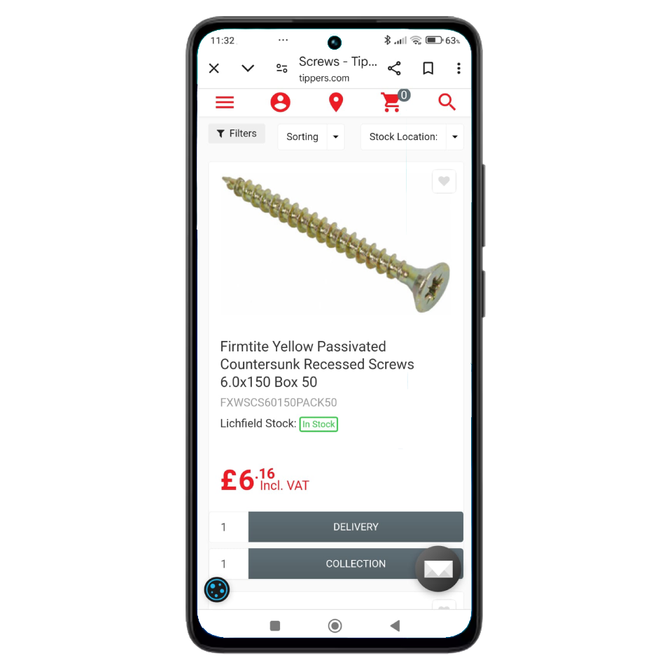 Experlogix Digital Commerce interface shown on a mobile device, using a B2B model.