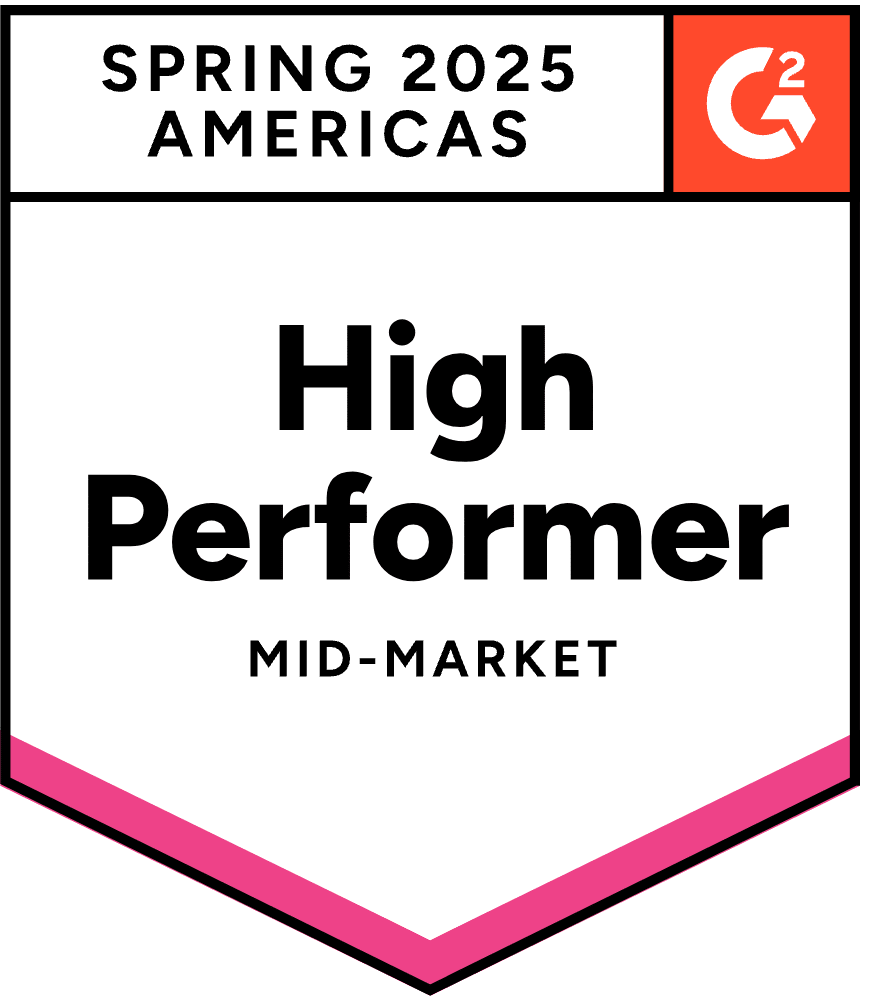 G2 Spring 2025 Badge High Performer Mid-Market