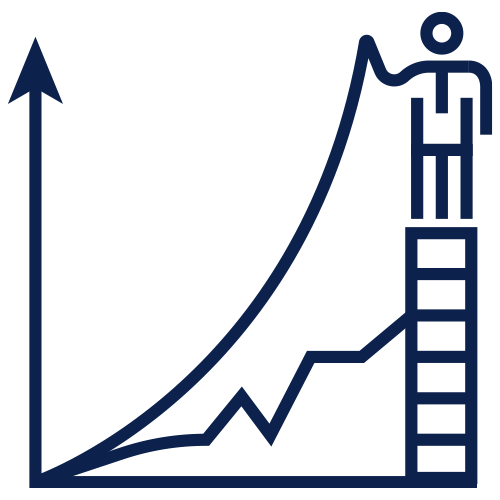 Chart with a rising arrow indicating success icon