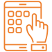 Experlogix-Icons-Tablet-with-Boxes-and-Hand-orange